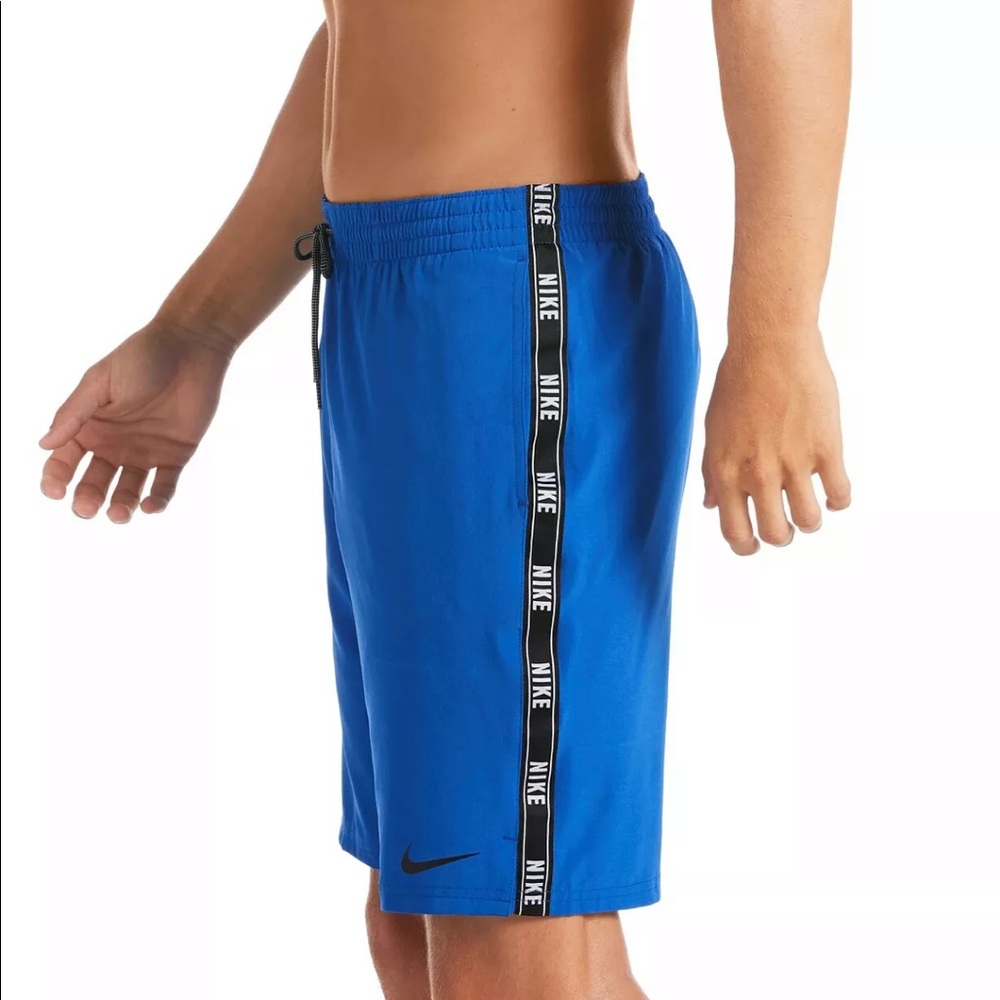 NIKE Men's $56 Swim Logo Tape Racer Volley Shorts